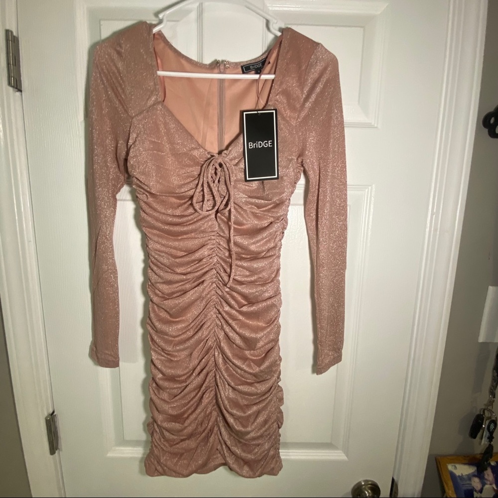 Pink Midi dress drawstring front